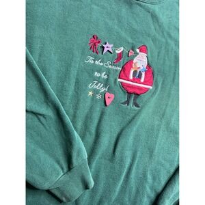 Mc Sportswear Green Santa Christmas Holiday Sweatshirt 2X 90s vintage be jolly